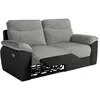 LOUNGITUDE Canapé de relaxation électrique ROSS 3 places en tissu et simili - Noir/Gris