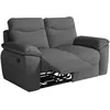 LOUNGITUDE Canapé de relaxation manuel ROSS 2 places en tissu texturé 3D - Gris foncé