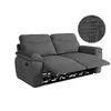 LOUNGITUDE Canapé de relaxation manuel ROSS 3 places en tissu texturé 3D - Gris foncé