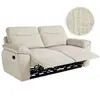 LOUNGITUDE Canapé de relaxation manuel ROSS 3 places en tissu texturé 3D - Beige