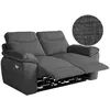 LOUNGITUDE Canapé de relaxation électrique ROSS 2 places en tissu texturé 3D - Gris foncé