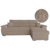 LOUNGITUDE Canapé KOMECO d'angle réversible convertible avec coffre et têtières réglables en tissu bouclette - Taupe