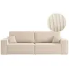 Canapé droit 3 places FARAH convertible en velours côtelé - Beige