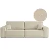 Canapé droit 3 places FARAH convertible en tissu bouclette - Beige