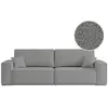 Canapé droit 3 places FARAH convertible en tissu bouclette - Gris