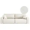 Canapé droit 3 places ALYA convertible en tissu bouclette - Blanc