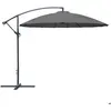 PROLOISIRS Parasol Déporté Pagode - Diamètre 300 Cm - Aluminium - Toile Grise