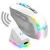 SPIRIT OF GAMER Souris sans fil avec socle de recharge - Blanche - Gaming - ELITE-M50 - LED - Personnalisable - Boutons programmables