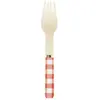 Couverts jetables modele petit fouchettes en bois vichy - Rouge