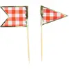PARTYPRO - 10 vichy cocktailprikkers 10 cm rood en wit