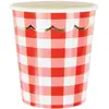 PARTYPRO - 8 festoenige kartonnen bekers rood-wit vichy 200 ml
