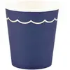 PARTYPRO - 8 chique, geschulpte marineblauwe en gouden kartonnen beker...