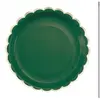 Assiettes Festonnees 23cm Vert Jungle Et Or