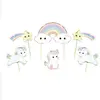 6 PICS DÉCO BABY LICORNE GÂTEAU 13CM ARC-EN-CIEL Multicolore
