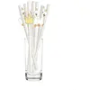 PARTYPRO - 10 Baby Zwaan Kartonnen Rietjes 20 cm wit met gele stippen
