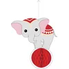PARTYPRO - Honingraat papieren olifant vintage circus 25 cm rode hangd...