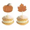 PARTYPRO - 10 herfst cocktailprikkers pompoen en blad