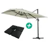 Parasol jardin déporté Alu Sun 4 - Rectangle - 3 x 4 m - Ecru - Dalles...