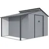 Abri de jardin métal avec pergola "Madras" - 9.12 m² - 355 x 257 x 237...