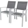 Fauteuil jardin Alu/Textilène Tropic - Phoenix - Gris foncé - Lot de 2