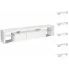 Habitat et Jardin Meuble TV LED laqué Tina - Blanc - 187.5 x 34 x 38 cm - Panneau de particules