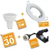 ECLAIRAGE DESIGN Lot de 30 Spot encastrable fixe complet blanc avec GU10 led de 5W eq 50W Température de Couleur: Blanc neutre 4000K