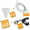Eclairage Design - Lot de 50 Spot encastrable fixe complet blanc avec GU10 led de 5W eq 50W Température de Couleur: Blanc chaud 2700K