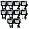Arum Lighting - Lot de 10 Projecteurs led 20W Noir détecteur de mouvem...