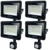 ARUM LIGHTING Lot de 4 Projecteurs led 30W Noir détecteur de mouvement extérieur Température de Couleur: Blanc neutre 4000K