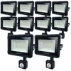 Arum Lighting - Lot de 10 Projecteurs led 30W Noir détecteur de mouvem...