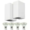 ARUM LIGHTING Lot de 2 Appliques Manathan Blanches Extérieure double faisceau avec 4 Ampoules led GU10 5W Température de Couleur: Blanc neutre 4000K