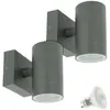 ARUM LIGHTING Lot de 2 Appliques venice Gris Anthracite Extérieure simple faisceau avec 2 Ampoules led GU10 5W Température de Couleur: Blanc neutre 4000K