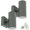 ARUM LIGHTING Lot de 2 Appliques VENICE Gris Anthracite Extérieure double faisceau avec 4 Ampoules LED GU10 5W Température de Couleur: Blanc neutre 4000K