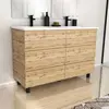 AURLANE Meuble de salle de bains 120cm 6 Tiroirs_Chêne Naturel + Vasque céramique blanche - TIMBER 120