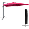 HAPPY GARDEN Parasol déporté MOLOKAI carré 3x3m fuchsia + housse