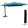 HAPPY GARDEN Parasol déporté MOLOKAI carré 3x3m bleu + housse Bleu