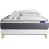 ACTISOM Ensemble sommier matelas 180x200 Actilatex plus Latex et mémoire de forme - 26 cm - Très ferme - sommier kit Blanc + 2 oreillers +