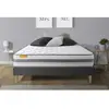 SEPTNUITS Ensemble sommier matelas 180x200 Memo spring Ressorts ensachés et mémoire de forme - 22 cm - Ferme - sommier kit gris