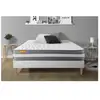 SEPTNUITS Ensemble sommier matelas 140x190 Memo plus Mémoire de forme - Ferme - Blanc