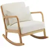 palozi home Fauteuil à bascule style scandinave bouclette et bois " Clinton " - Beige
