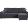 Habitat et Jardin Canapé d'angle en velours côtelé convertible/réversible "Axel" - 3 places - Gris