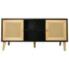 Meuble TV scandinave en cannage Iguane - 120 x 30 x 56.5 cm - Noir