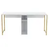 Bureau en bois Twin Study Desk - 240 x 60 x 74 cm - Or blanc