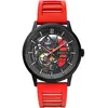 PIERRE LANNIER Montre Homme PADDOCK Noir Cadran Noir Bracelet Caoutchouc Rouge 22 MM
