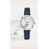 PIERRE LANNIER Montre Homme ÉLYSÉE Cadran Argenté Bracelet Cuir  Bleu Boucle Argenté