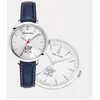 PIERRE LANNIER Montre Femme ÉLYSÉE Cadran Argenté Bracelet Cuir  Bleu Boucle Argenté
