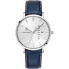 PIERRE LANNIER Montre - LANNIE - DATA 242D126 - Cadran Argenté - Bracelet Cuir Bleu - Vintage