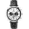 PIERRE LANNIER Montre Homme BARON Cadran Argenté Bracelet Cuir  Noir Boucle Argenté