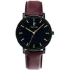 PIERRE LANNIER Montre Homme ESSENTIAL Cadran Noir Bracelet Cuir  Brun Boucle Noir