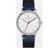 Montre Homme Essential ArgentÃ© Cadran Blanc Bracelet Cuir Bleu 20 Mm